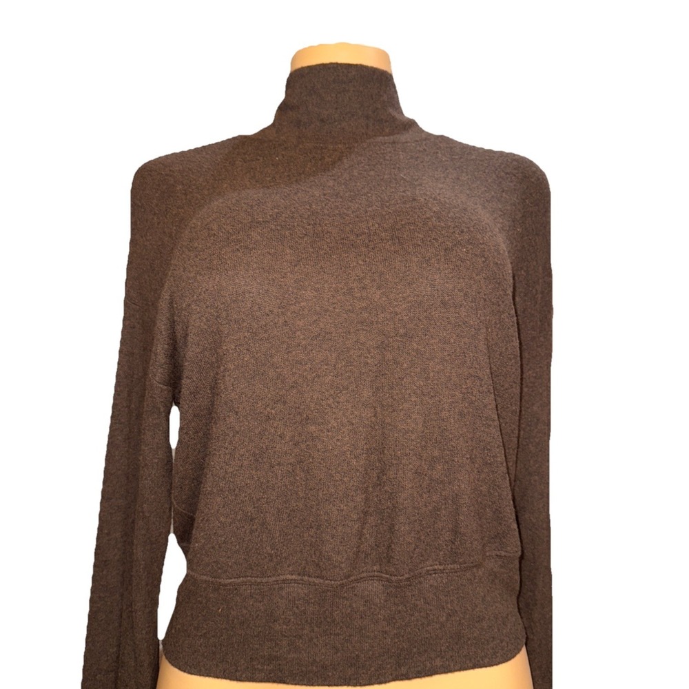 VELVET By Graham & Spencer Alec Brushed Rib Mock Neck Top Brown S $150 F2